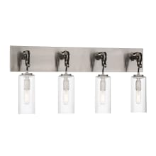 Pullman Junction 4 Light 29" Wide Bathroom Vanity Light with Clear Glass Shades
