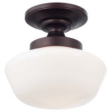 1 Light 11.25" Height Semi-Flush Ceiling Fixture in Brushed Bronze
