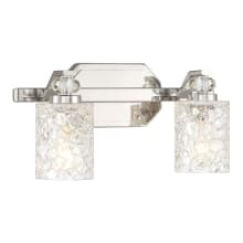 Crystal Kay 2 Light 16" Wide Vanity Light with Crystal Accents and Crystal Glass Shades