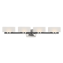 Drury 4 Light 36" Wide LED Bathroom Vanity Light with Frosted Glass Shades