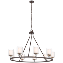 Studio 5 9 Light 45" Wide Chandelier with Glass Shades Resting on Crystal Orbs
