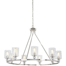 Studio 5 9 Light 45" Wide Chandelier with Glass Shades Resting on Crystal Orbs