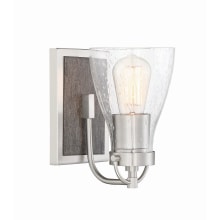 Garrison Single Light 9" Tall Bathroom Sconce with a Seedy Glass Shade