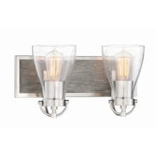 Garrison 2 Light 16" Wide Bathroom Vanity Light with Seedy Glass Shades