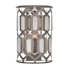 Hexly 16" Tall Wall Sconce with Crystal Panel and Alabaster Stone Shade