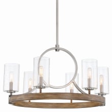 Country Estates 6 Light 28" Wide Chandelier with Seedy Glass Shades