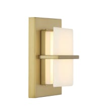 Tarnos 8" Tall LED Wall Sconce with White Faux Alabaster Shade - ADA Compliant