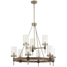 Bridlewood 9 Light 32" Wide Taper Candle Ring Chandelier with Seedy Glass Shades