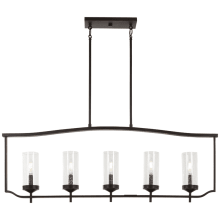 Elyton 5 Light 41-1/2" Wide Vantage Linear Chandelier with Clear Seedy Glass Shades