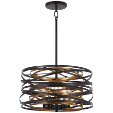 Vortic Flow Convertible 5 Light 16" Wide Taper Candle Pendant / Semi-Flush Ceiling Fixture with Metal Shade