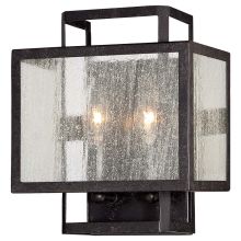 Camden Square 2 Light 9-1/2" Tall Flush Mount Wall Sconce with Clear Seeded Glass