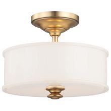 Harbour Point 2 Light 14" Wide Semi-Flush Ceiling Fixture with Etched White Glass