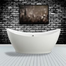 68" Freestanding Acrylic Soaking Tub with Center Drain, Drain Assembly, and Overflow