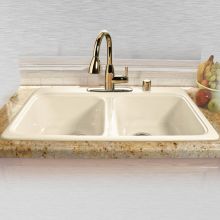 33" Double Basin Drop In Cast Iron Kitchen Sink