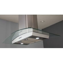 240 - 600 CFM 36 Inch Stainless Steel Island Range Hood with Dual Halogen Lighting System and Glass Accent