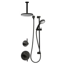 Mia Pressure Balanced Shower System with 1.8 GPM Rain Shower Head, Hand Shower, Slide Bar, and Ceiling Mounted Shower Arm - Rough-In Valves Included