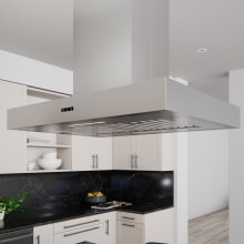 290 - 600 CFM 36 Inch Wide Stainless Steel LED Strip Light Island Range Hood with  Capacitive Touch 3 Speed Controls