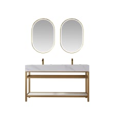 Bilbao 60" Free Standing Double Basin Vanity Set with Cabinet, Stone Vanity Top and Matching Mirrors