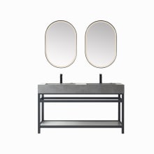 Bilbao 60" Free Standing Double Basin Vanity Set with Cabinet, Stone Vanity Top and Matching Mirrors