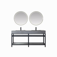 Bilbao 72" Free Standing Double Basin Vanity Set with Cabinet, Stone Vanity Top and Matching Mirrors