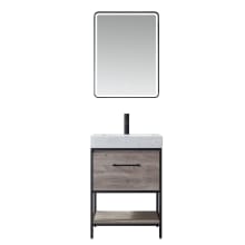 Palma 24" Free Standing Single Basin Vanity Set with Cabinet and Stone Composite Vanity Top and Matching Mirror