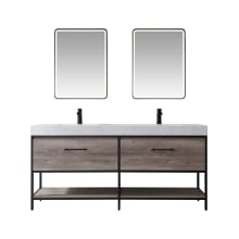 Palma 72" Free Standing Double Basin Vanity Set with Cabinet and Stone Composite Vanity Top and Matching Mirrors