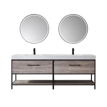 Palma 84" Free Standing Double Basin Vanity Set with Cabinet, Stone Composite Vanity Top and Matching Mirrors