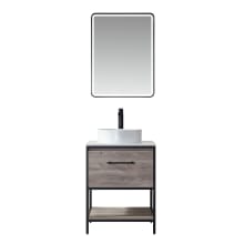 Murcia 24" Free Standing Single Basin Vanity Set with Cabinet and Stone Composite Vanity Top and Matching Mirror