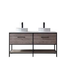 Murcia 60" Free Standing Double Basin Vanity Set with Cabinet and Stone Composite Vanity Top