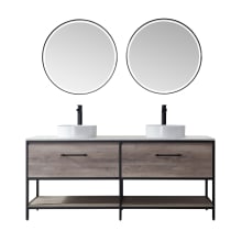 Murcia 72" Free Standing Double Basin Vanity Set with Cabinet, Stone Composite Vanity Top and Matching Mirrors