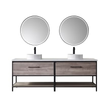 Murcia 84" Free Standing Double Basin Vanity Set with Cabinet, Stone Composite Vanity Top and Matching Mirrors