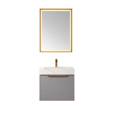Alicante 24" Wall Mounted Single Basin Vanity Set with Cabinet, Stone Vanity Top and Matching Mirror