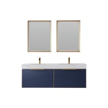Alicante 60" Wall Mounted Double Basin Vanity Set with Cabinet, Stone Composite Vanity Top and Matching Mirrors