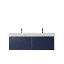 Alicante 60" Wall Mounted Double Basin Vanity Set with Cabinet and Stone Composite Vanity Top