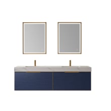 Alicante 72" Wall Mounted Double Basin Vanity Set with Cabinet, Stone Composite Vanity Top and Matching Mirrors