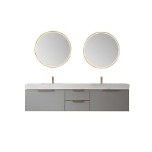 Alicante 84" Wall Mounted Double Basin Vanity Set with Cabinet, Stone Vanity Top and Matching Mirrors