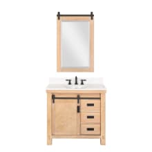 Cortes 36" Free Standing Single Basin Vanity Set with Cabinet and Stone Composite Vanity Top and Matching Mirror
