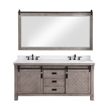 Cortes 72" Free Standing Double Basin Vanity Set with Cabinet and Stone Composite Vanity Top and Matching Mirror