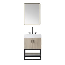 Toledo 24" Free Standing Single Basin Vanity Set with Cabinet and Stone Composite Vanity Top with Electrical Outlet and Matching Mirror