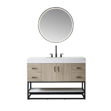 Toledo 48" Free Standing Single Basin Vanity Set with Cabinet and Stone Composite Vanity Top with Electrical Outlet and Matching Mirror