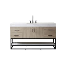 Toledo 60" Free Standing Single Basin Vanity Set with Cabinet and Stone Composite Vanity Top with Electrical Outlet