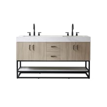 Toledo 60" Free Standing Double Basin Vanity Set with Cabinet and Stone Composite Vanity Top with Electrical Outlet