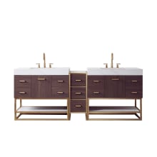 Toledo 84" Free Standing Double Basin Vanity Set with Cabinet and Stone Composite Vanity Top with Electrical Outlet