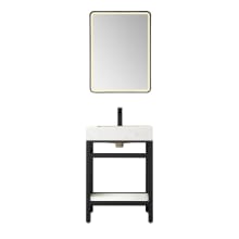 Funes 24" Free Standing Single Basin Vanity Set with Cabinet and Stone Vanity Top and Matching Mirror