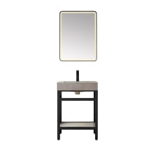 Funes 24" Free Standing Single Basin Vanity Set with Cabinet and Stone Vanity Top and Matching Mirror