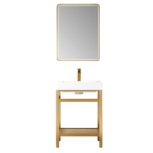Ablitas 24" Free Standing Single Basin Vanity Set with Cabinet and Stone Composite Vanity Top and Matching Mirror