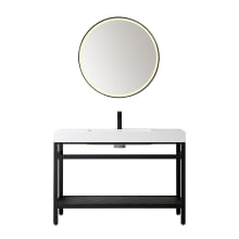 Ablitas 48" Free Standing Single Basin Vanity Set with Cabinet, Stone Composite Vanity Top and Matching Mirror