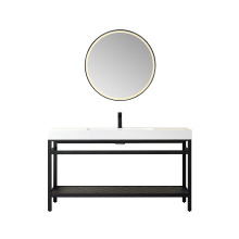 Ablitas 60" Free Standing Single Basin Vanity Set with Cabinet, Stone Composite Vanity Top and Matching Mirror