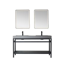 Ablitas 60" Free Standing Double Basin Vanity Set with Cabinet, Stone Composite Vanity Top and Matching Mirrors