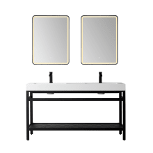 Ablitas 60" Free Standing Double Basin Vanity Set with Cabinet, Stone Composite Vanity Top and Matching Mirrors